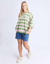 elm-mazie-block-stripe-sweat-forest-green-pink-lady-stripe-womens-clothing