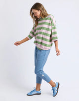 elm-mazie-block-stripe-sweat-forest-green-pink-lady-stripe-womens-clothing