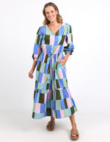 elm-odyssey-midi-dress-blue-green-print-womens-clothing