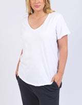 Plus Size Pima Vee Tee - White