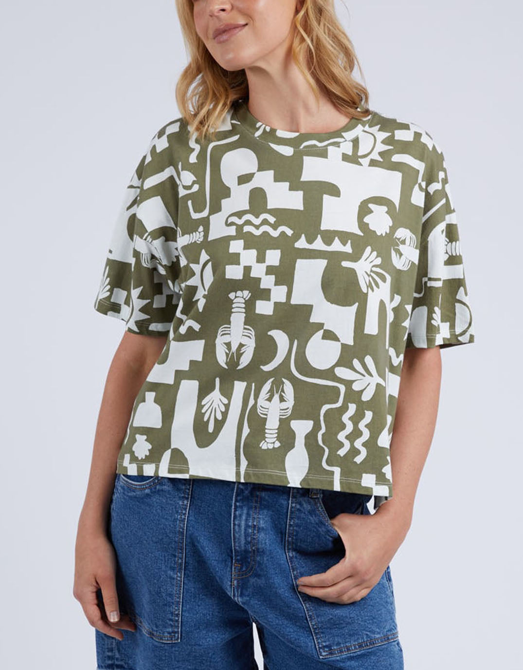 elm-postcard-tee-khaki-and-cream-print-womens-clothing