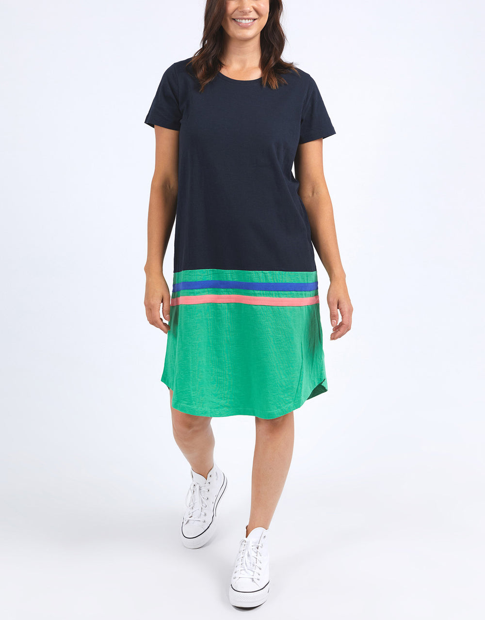 elm-rhea-tee-dress-navy-green-colour-block-womens-clothing