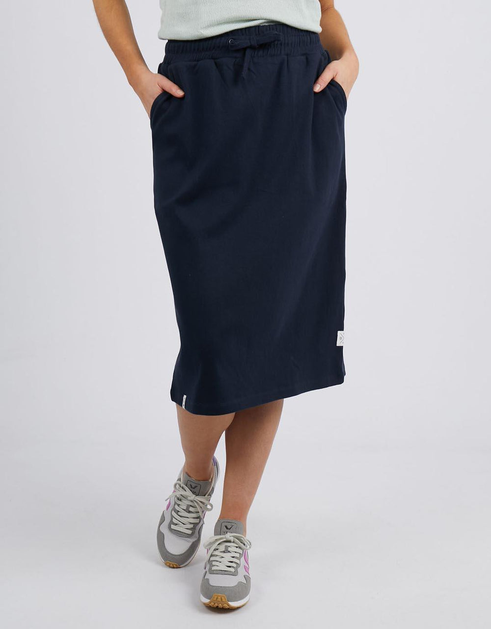 Elm - Rib Midi Skirt - Dark Sapphire - White & Co Living Skirts