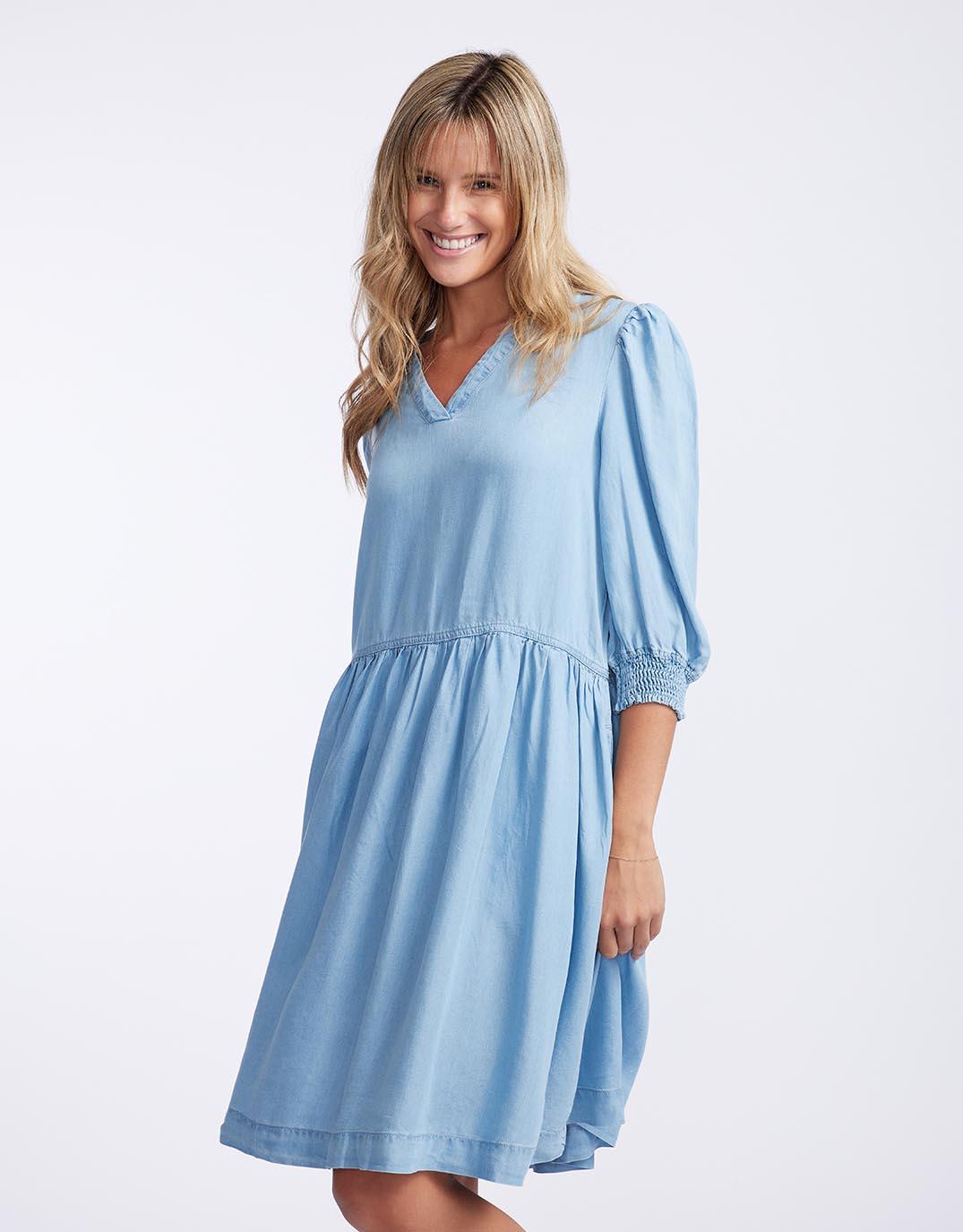 Elm - Shanee Chambray Dress - Blue - White & Co Living Dresses