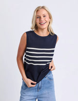 Striped Knit Tank - Navy