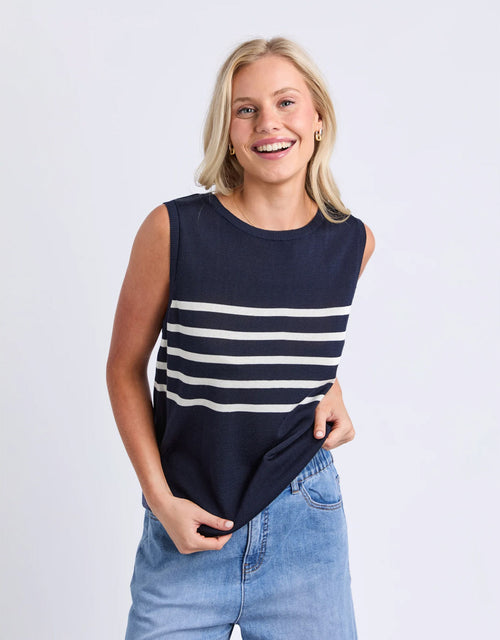 Striped Knit Tank - Navy