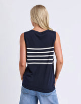 Striped Knit Tank - Navy