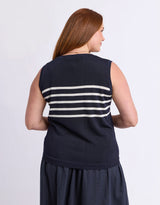 Striped Knit Tank - Navy