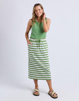 elm-sunset-stripe-skirt-forest-green-white-stripe-womens-clothing