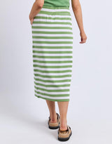 elm-sunset-stripe-skirt-forest-green-white-stripe-womens-clothing