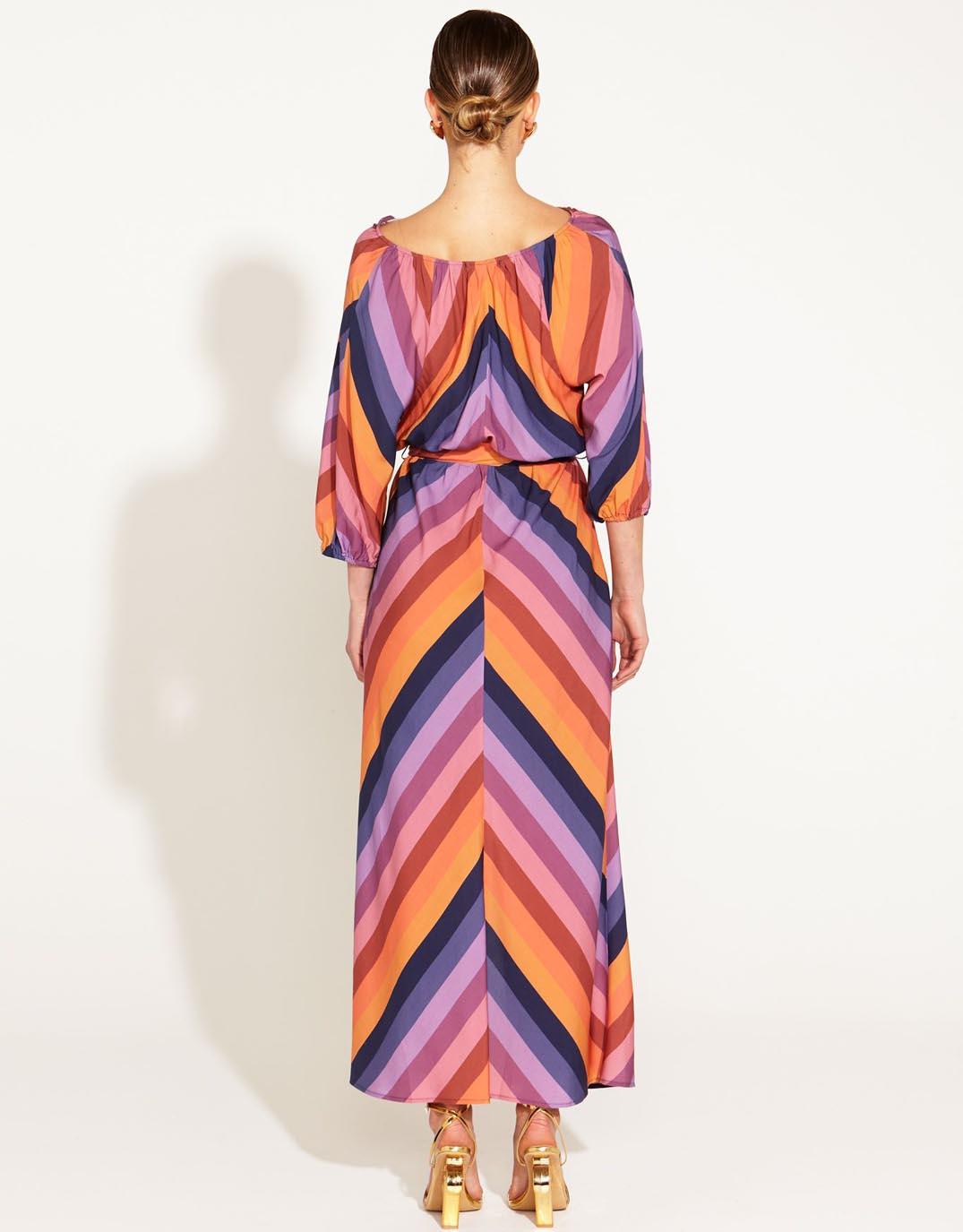 Fate and Becker - Sunset Dream Flowy Maxi Dress - Sunset Stripe - White & Co Living Dresses