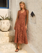 Alessia Lace Midi Dress - Red Clay