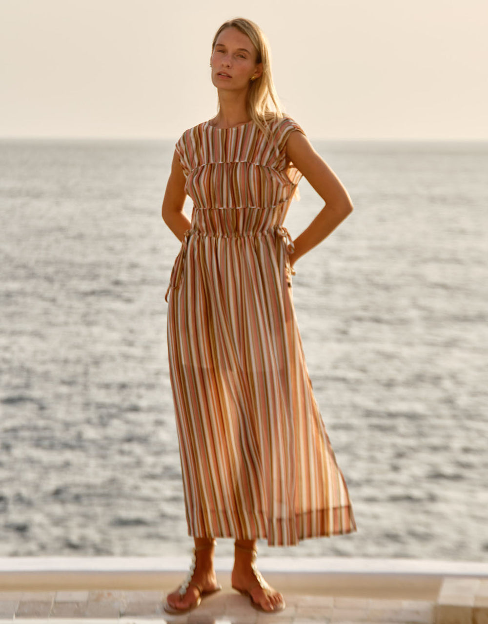 Callista Midi Dress - Sandbar Stripe