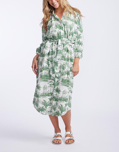 Green palm print hot sale maxi dress