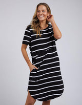 Foxwood - Bay Stripe Dress - Black - White & Co Living Dresses