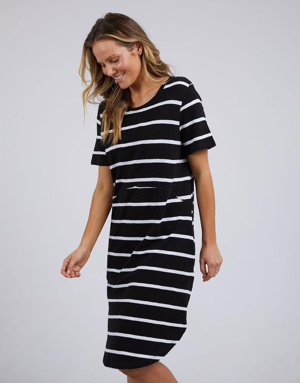 Foxwood - Bay Stripe Dress - Black - White & Co Living Dresses