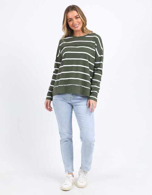 foxwood-jayne-stripe-throw-on-top-khaki-white-stripe-womens-clothing