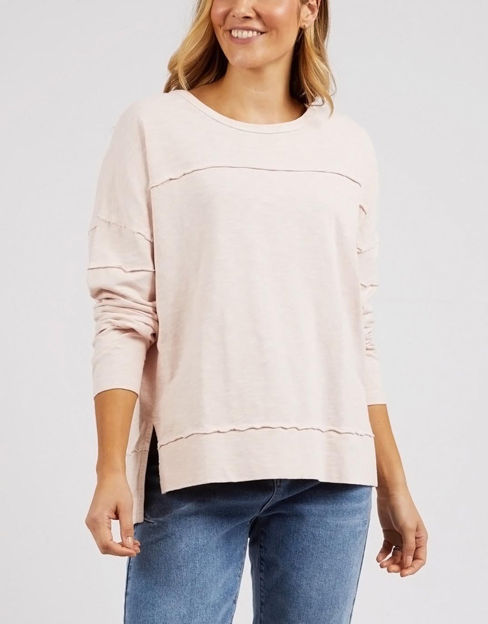 Foxwood - Jayne Throw On Top - Pale Pink - White & Co Living Jumpers
