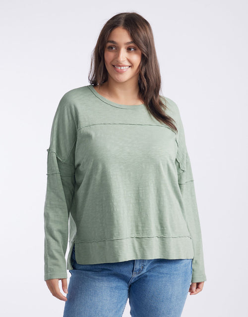 Foxwood - Jayne Throw On Top - Sage - White & Co Living Jumpers