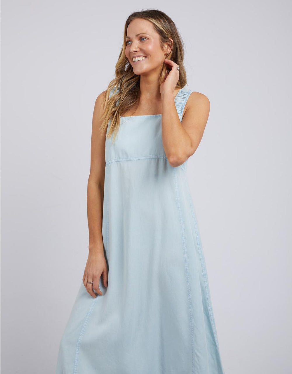Foxwood - Sage Denim Dress - Light Washed Blue - White & Co Living Dresses