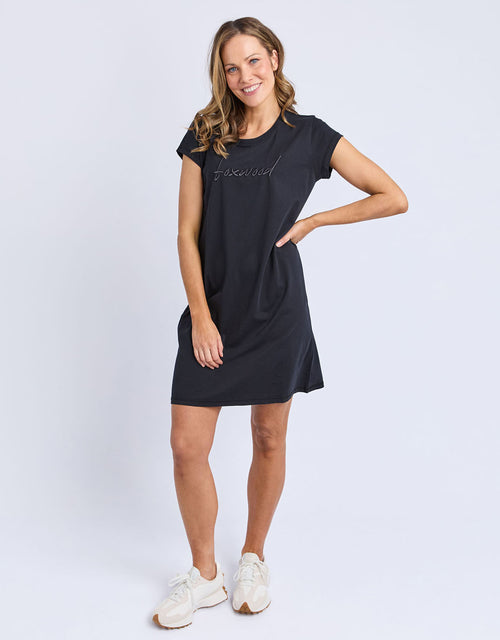 Signature Embroidery Tee Dress - Black