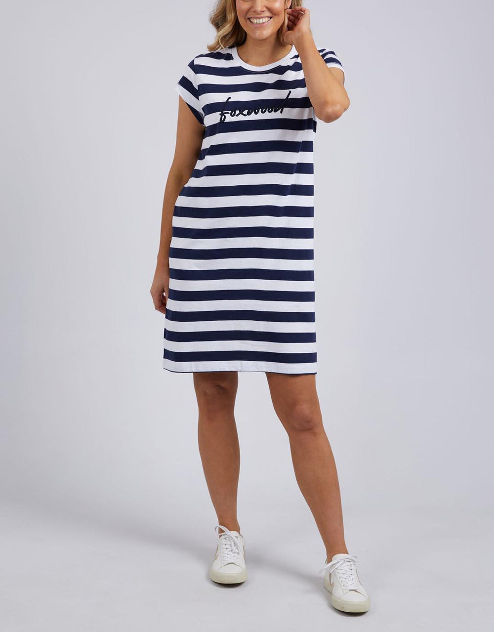 Buy Signature Stripe Tee Dress Navy White Stripe Foxwood for Sale Online Australia White Co