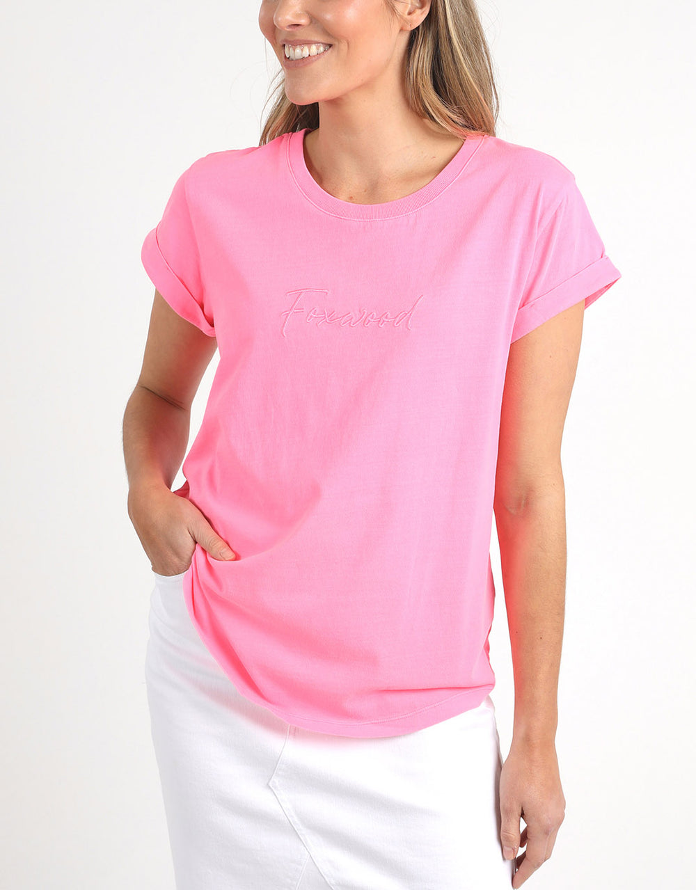 foxwood-signature-tee-neon-rose-womens-clothing