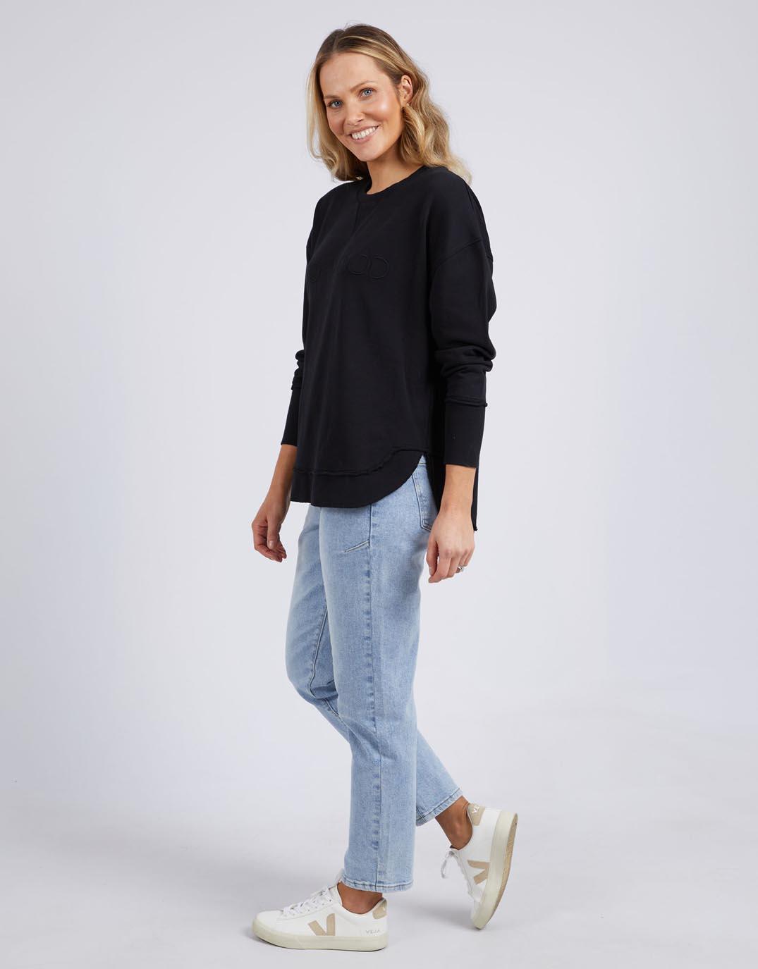 Foxwood - Simplified Crew - Black on Black - White & Co Living Jumpers