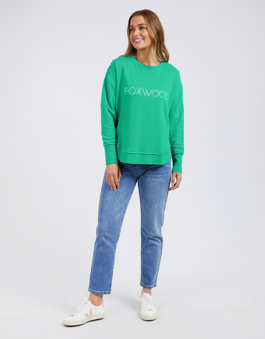 foxwood-simplified-metallic-crew-green-womens-clothing