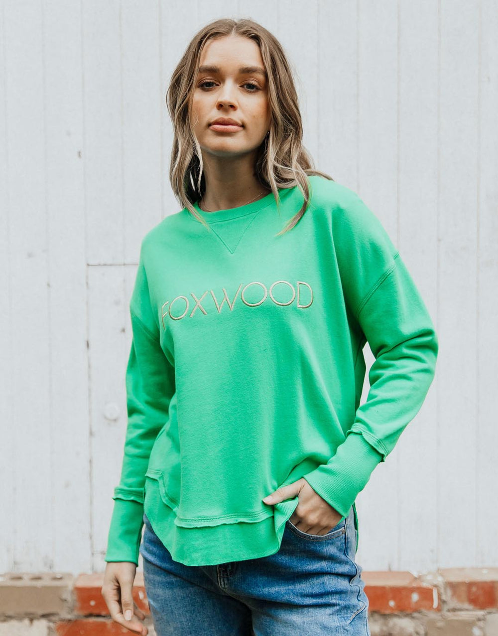 foxwood-simplified-metallic-crew-green-womens-clothing