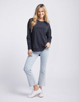 Foxwood - Washed Simplified Crew - Navy - White & Co Living Jumpers