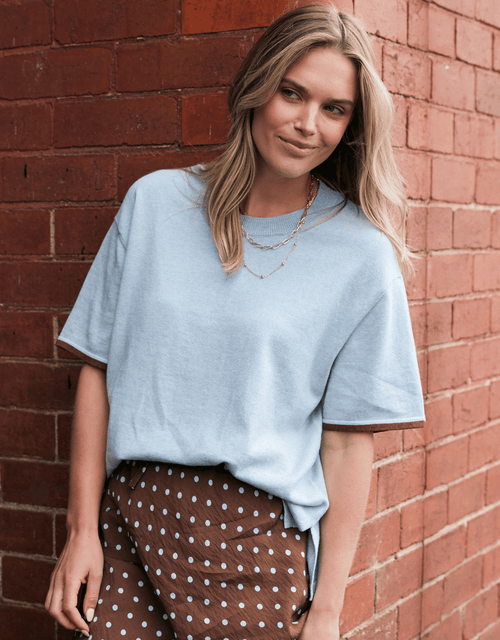 Frenchie Cotton Cashmere Tee - Ice Blue