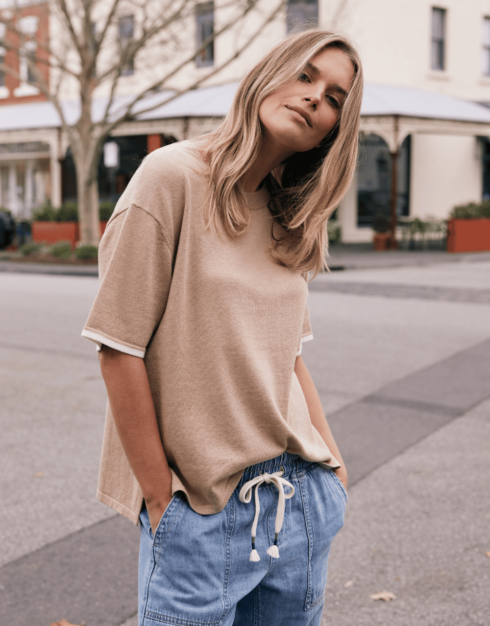 Frenchie Cotton Cashmere Tee - Latte