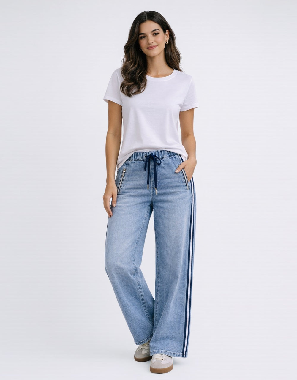 Glam Track - Navy Stripe Jean