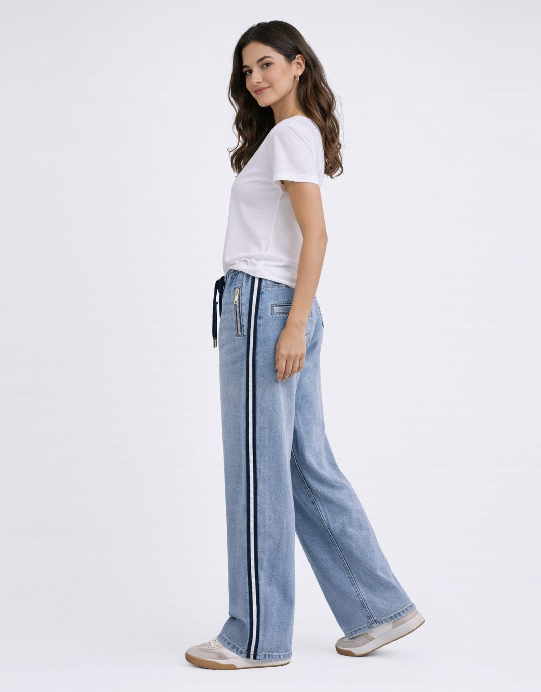 Glam Track - Navy Stripe Jean