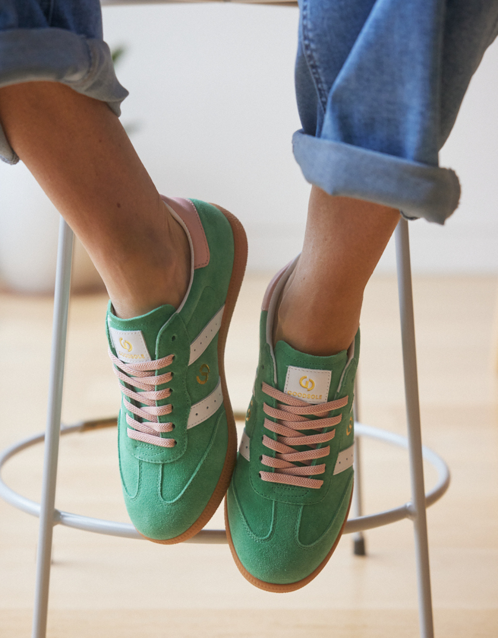 Parallel Suede Sneakers - Green/Pink