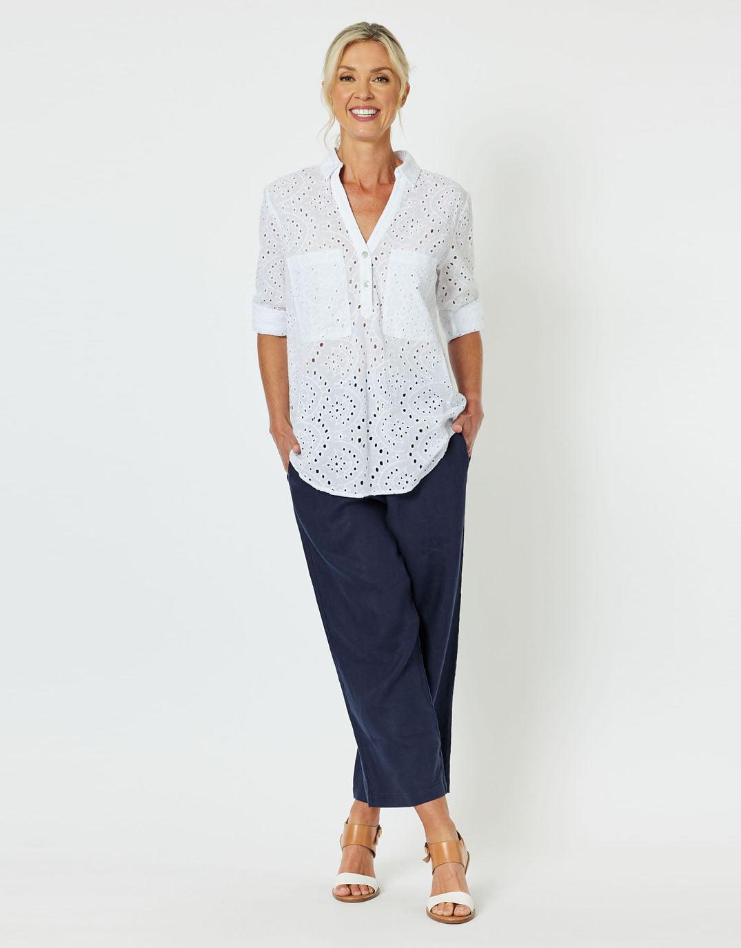 Gordon Smith - Broderie Lace Shirt - White - White & Co Living Tops