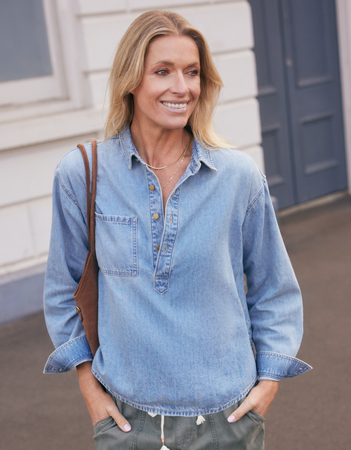 Henley Claudia Shirt - Mid Wash