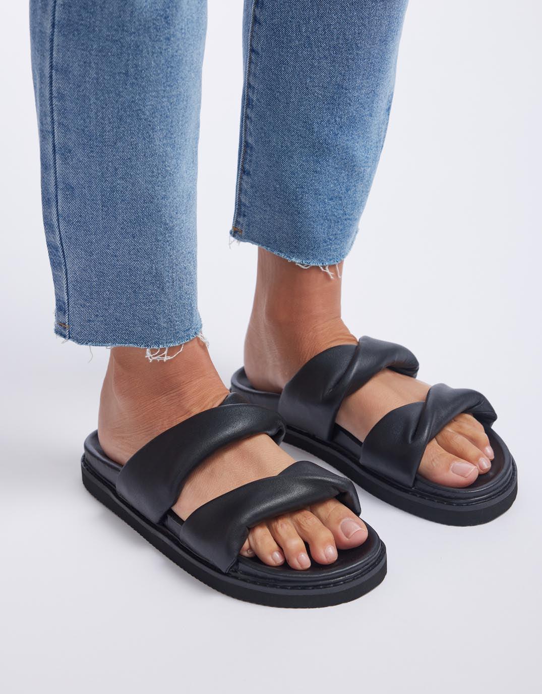 Buy Tactful Slides Black Human Shoes for Sale Online Australia