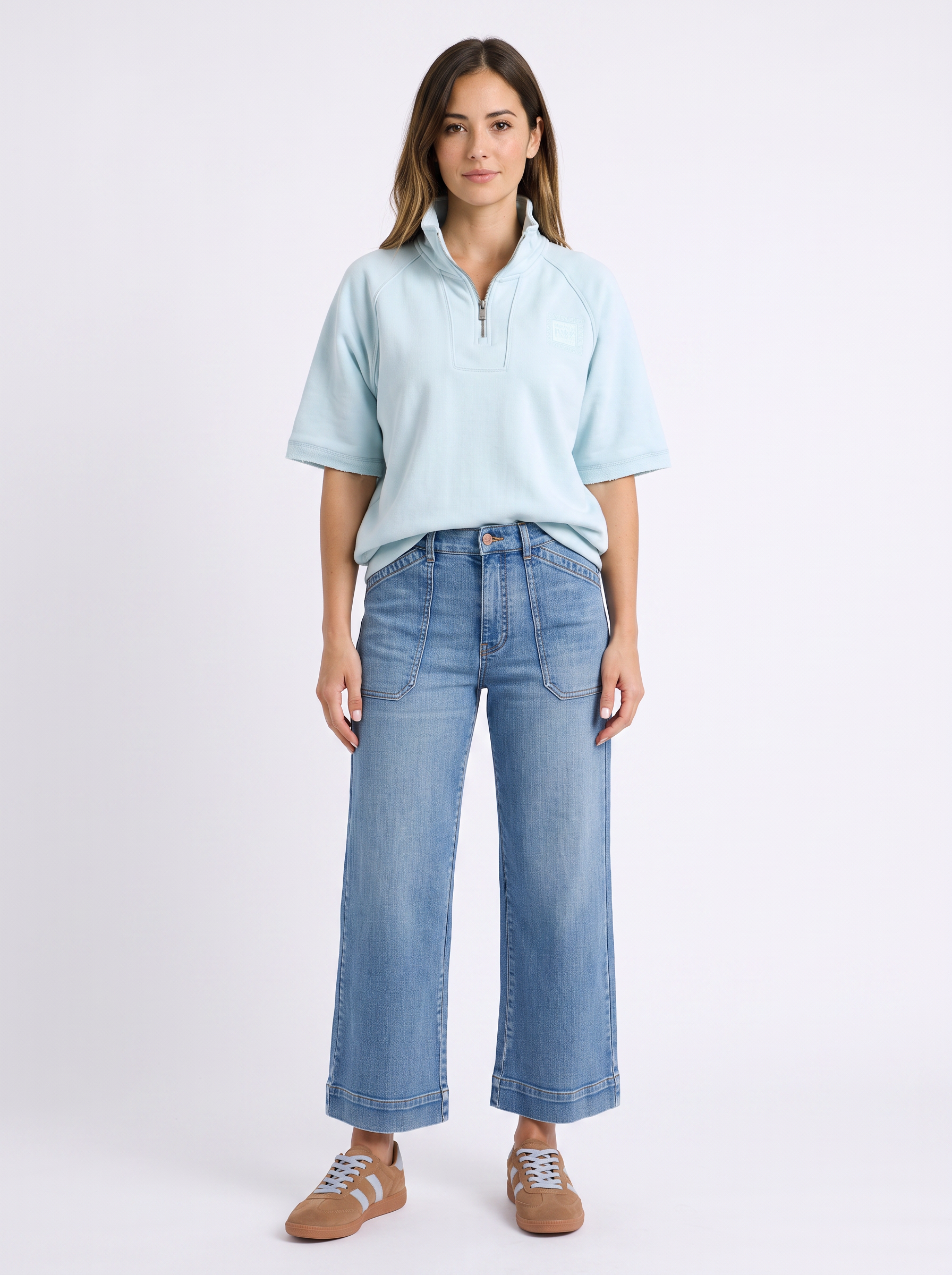 Piped Crew Solid - Cool Blue
