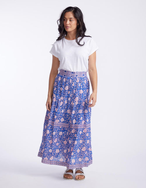 Indigo - Paisley Split Front Skirt - Blue - White & Co Living Skirts