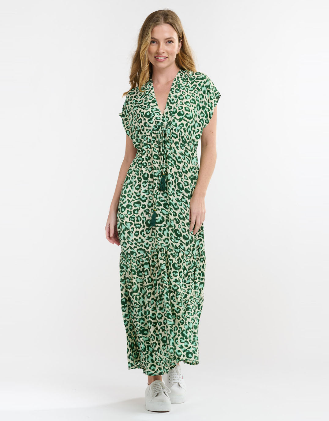 Buy Patchwork Midi Dress Green Leopard Italian Star for Sale Online Australia White Co