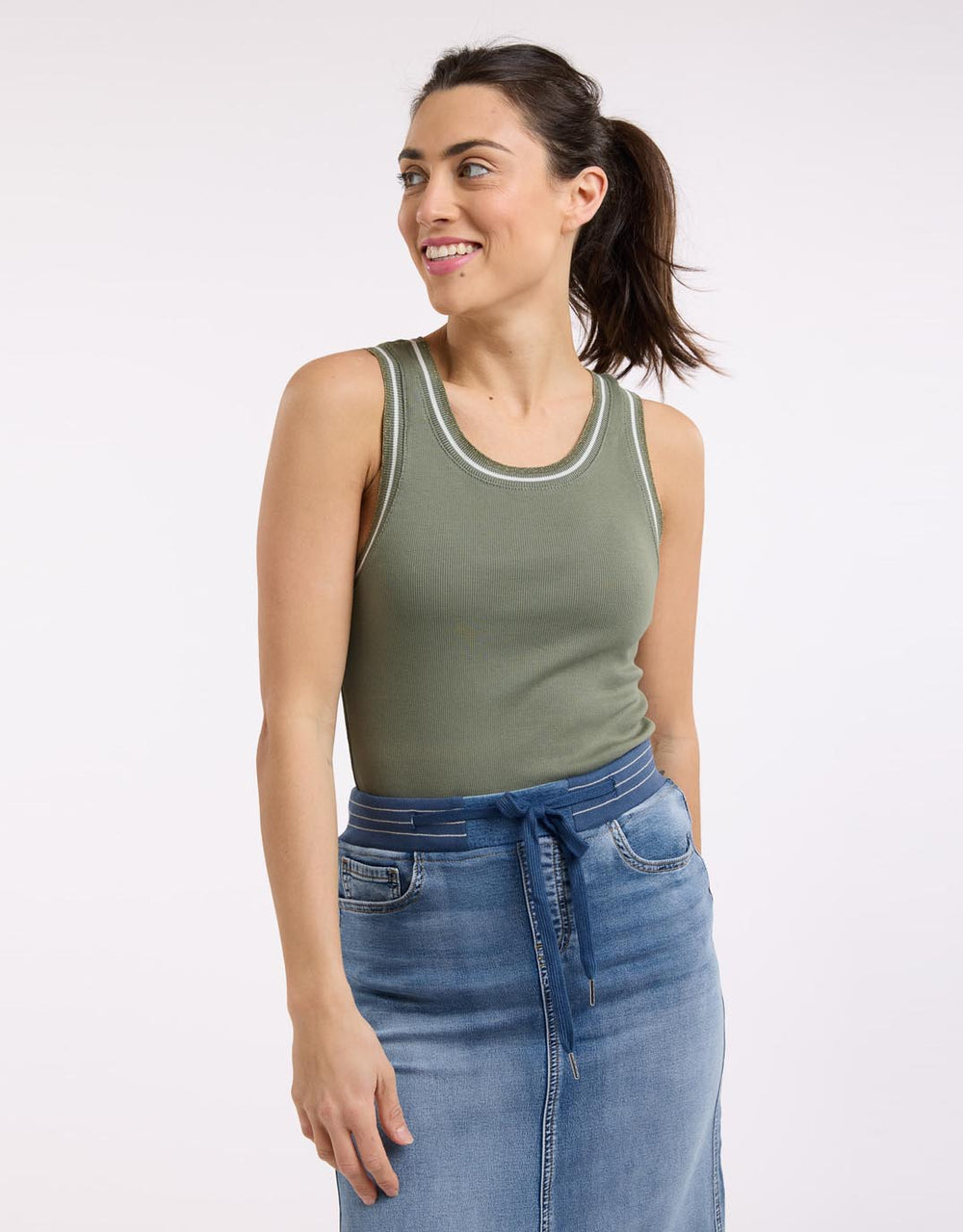 italian-star-senza-singlet-khaki-womens-clothing