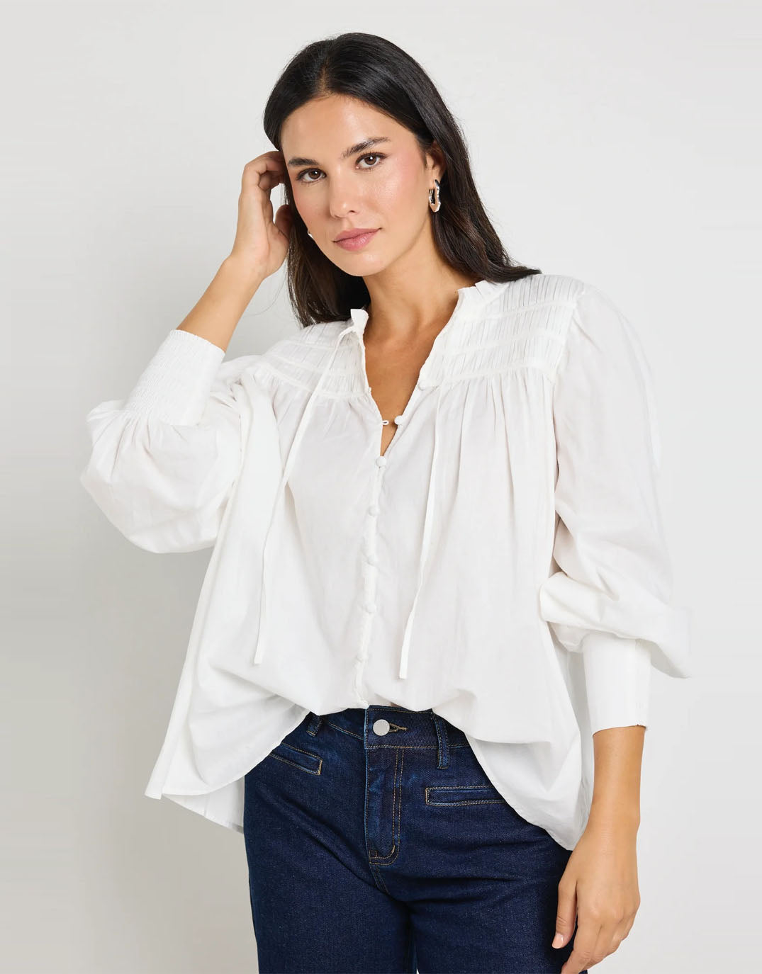 Buy Creator Pintuck Long Sleeve Blouse - Ivory Voile Ivy & Jack
