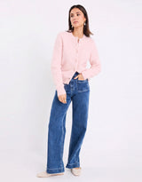 Highlight Mohair Blend Crewneck Cardigan - Pink