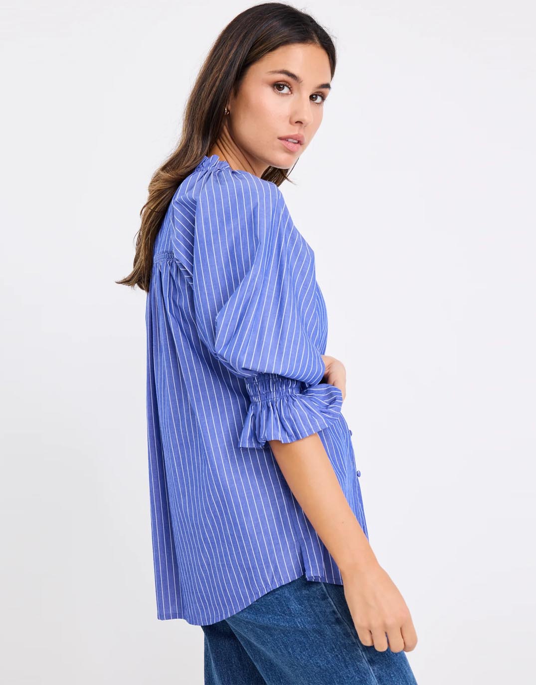 ivy-jack-noetic-short-sleeve-blouse-dark-blue-stripe-womens-clothing
