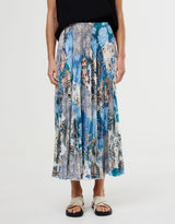 Goldie Maxi Skirt - Cyan Patchwork