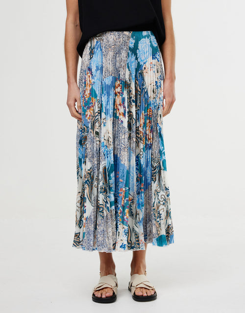 Goldie Maxi Skirt - Cyan Patchwork