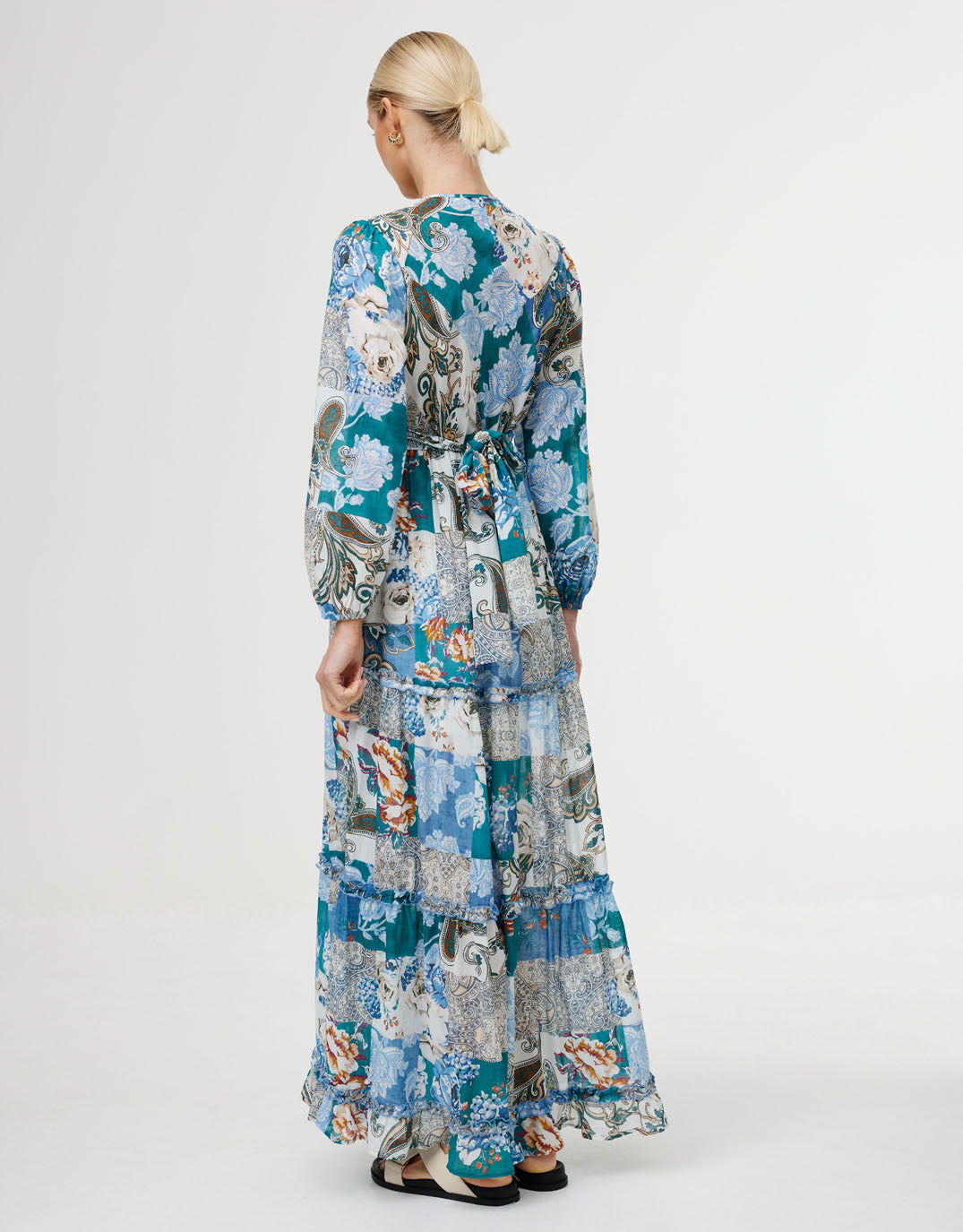 Lili Maxi Dress - Cyan Patchwork