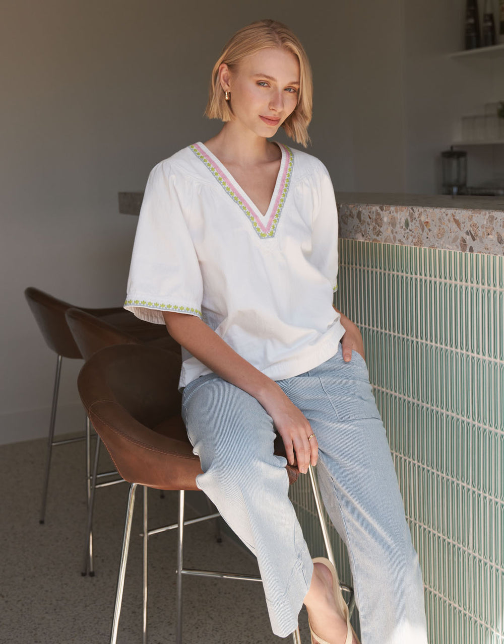 Celeste Jean - Blue & White Stripe